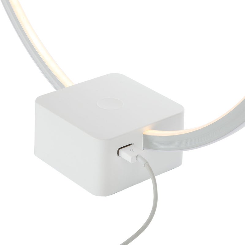 Brightech Circle LED Nightstand Lamp with USB Port â€“ Compact Bed Stand Lamp for Bedroom, Living Room - Modern Asian Table & Desk Lamp on Side & End Tables - White - Image 4